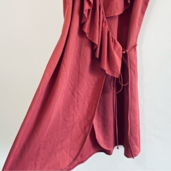 ZARA Wrap Sun Dress Ruffle V Neck Womens Small Pink Blush Summer Sleeveless Mini - Picture 9 of 12